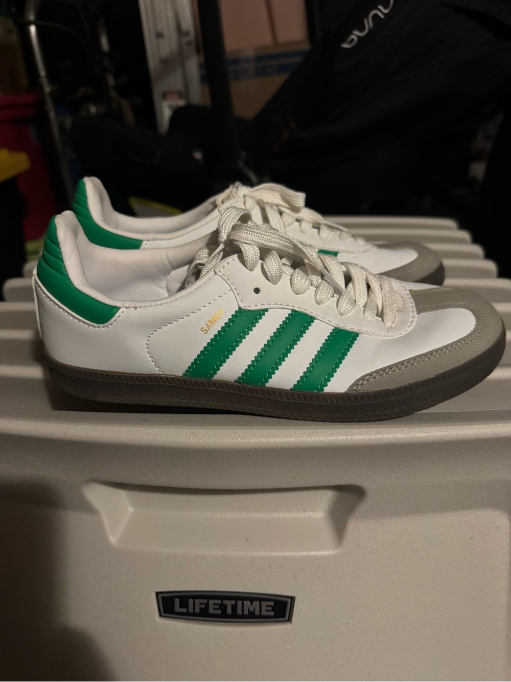 Adidas Samba White with Green Stripes Sneakers